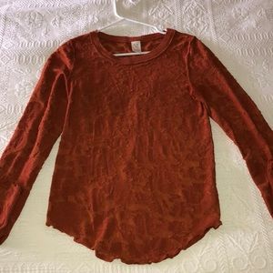 Free People Orange/Brown long sleeve shirt
